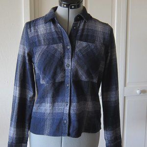 Topshop Women’s Cropped Flannel Shirt Cotton Plaid